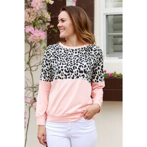 Animal Print Long Sleeve Crew Neck Top